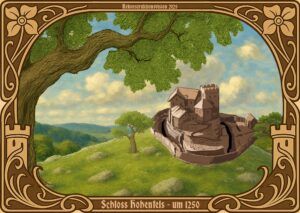 Rekonstruktionsvision der Westburg Hohenfels um 1250 CC Burgverein Hohenfels e. V.